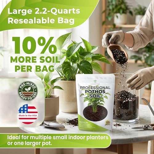 Leaves & Soul Pothos Soil Potting Mix 2.2 Qt Indoor Plant Soil for Pothos