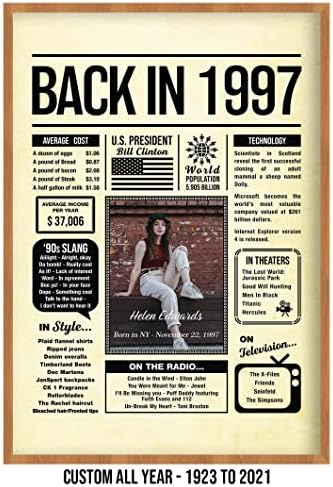 Personalized 28 year old birthday gifts - Back in 1997 Poster - Centerpiece Table Decorations 28th Birthday Party - Custom Born in 1997 Newspaper Vintage Poster for Him, Her