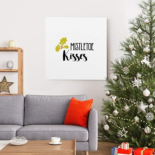 Renditions Gallery Canvas Wall Art for Christmas Decorations Mistletoe Kisses Xmas Romantic Wall Hangings for Bedroom Living Room & Kitchen Decor - 32"X32" LT05
