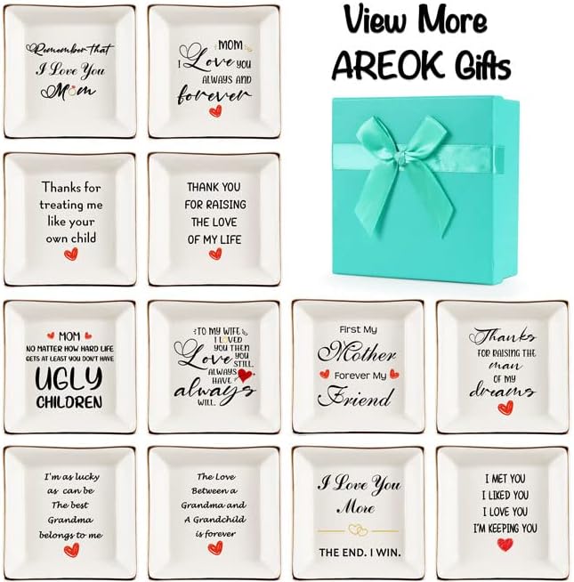 Mothers Day Gifts for Wife Gifts from Husband, Best Gift for Wife Her - Happy Anniversary Birthday Presents for Girlfriend Romantic, Ceramic Ring Dish, Jewelry Tray, Trinket Dish, I Love You