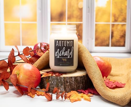 Milkhouse Autumn Orchard Soy Candle, 13 oz Mason Jar, 70+ Hr Burn