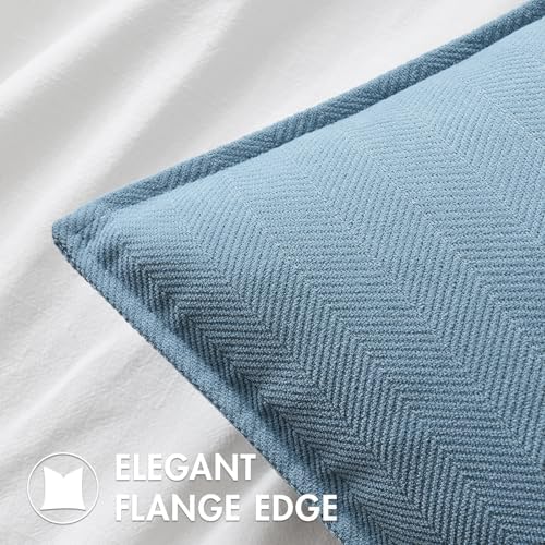 MIULEE Pack of 2 Light Blue Decorative Chenille Pillow Covers 20x20 Inch