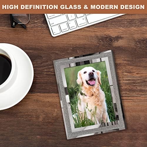 4x6 Picture Frames Set of 2, Glitter Glass Photo Frame for Tabletop Display, Gifts Picture Frame, Horizontally or Vertically