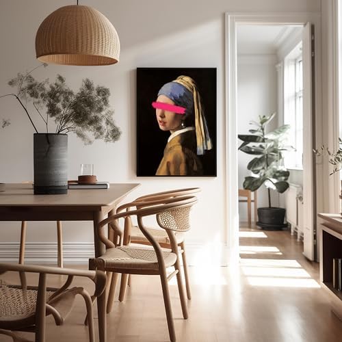 Poster Master Girl with a Pearl Earring Painting Print - Baroque Portrait Poster - Altered & Pop Art - Gift for Men & Women - Decor for Bedroom, Living Room or Office - 16x20 UNFRAMED Wall Art