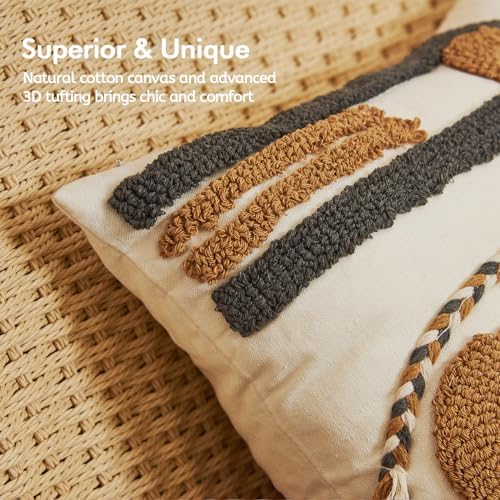 lifein 18x18 Pillow Covers-Throw Pillow Cover Tufted Boho Jacquard Pillow Covers Farmhouse Decorative Pillow Cover Pillow Cases for Gift Couch Sofa Bed Chair Living Room Home Decor