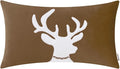 BRAWARM Christmas Pillow Cover 12 X 20 Inches, Brown Reindeer Embroidered Lumbar Pillow Cover, Soft Velvet Decorative Throw Pillow for Couch Bed Sofa Living Room Home
