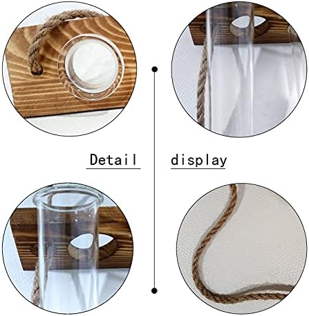 XXXFLOWER Wall Hanging Propagation Station with Wooden Stand Glass Test Tubes Tiered Planters Wall Terrarium for Home Office Plant Hanger Flower Vases Wall Decor Hydroponic Cuttings (9 Tube Vases)