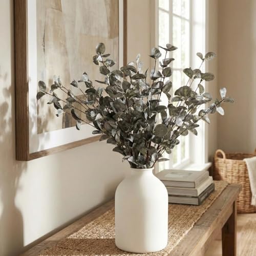 6 Branches Artificial Long Eucalpytus Stems For Tall Vase, Real Look