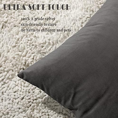 Stellhome Pack of 2 Velvet Pillow Covers Square Decorative Cushion Covers for Bed Couch Sofa Bench, 20 x 20 inch (50 x 50 cm), Dark Grey