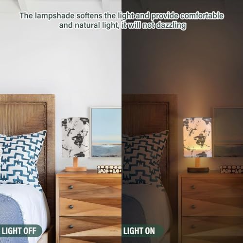 Black White Hockey Table Lamp with USB Port Night Light Bedroom Lamps for Nightstand Living Room Dorm Home Office Desk