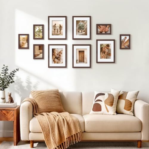 Vittanly 8.5x11 Picture Frames Set of 5, Certificate Frame, Light Brown