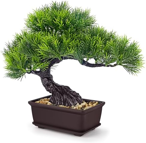 Der Rose Small Fake Bonsai Tree Cedar Decor Fake Plant for Shelf Desk Decor