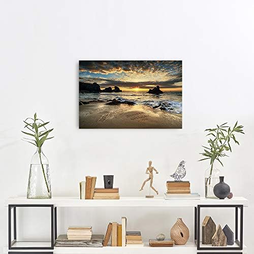 A&T ARTWORK Love on Beach Personalized Canvas Print Canvas Prints Gift,includes Names and the Special Date Unique Gift for the Wedding Anniversary. 30x20 inches