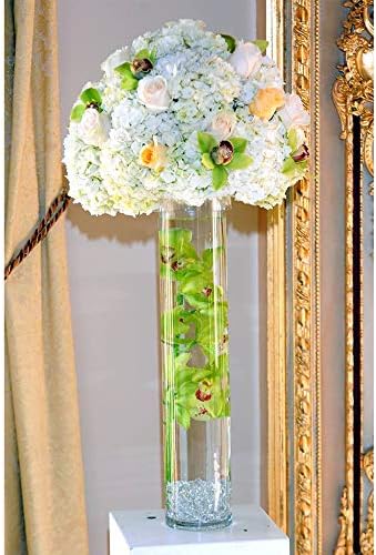WGV Cylinder Vase, Diameter 5", Height 20", Clear Glass Floral Planter Container, Tall Centerpiece Arrangement for Wedding Party Event Home Office Decor, 1 Piece