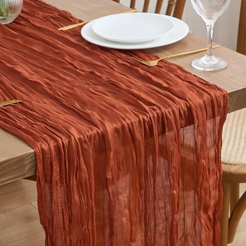 Asee'm Terracotta Cheesecloth Table Runner Fall Boho 10FT Wedding Decor