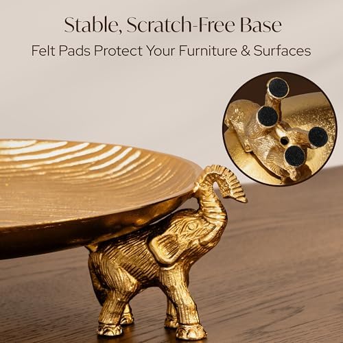 Round Golden Serving Tray with Handles – Decorative Coffee Table Tray, Round Decorative Tray, Gold Table Decor for Dining Table Centerpiece Decor, Vanity Tray, Perfume Tray
