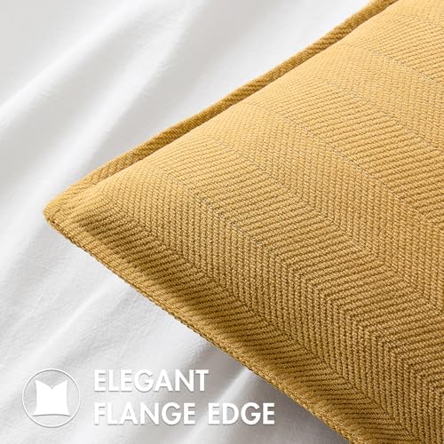 MIULEE Pack of 2 Gold Decorative Chenille Pillow Covers 16x16 Inch
