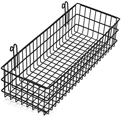 Kaforise Hanging Basket for Wire Wall Grid Panel, Multi-Function Wall Storage and Display Basket, Flower Pots Shelf Balcony Plant Storage Holder, Extra Large Size,15.7"×5.9"×3.9",Black