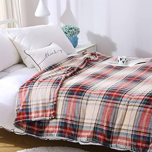 MERRYLIFE Tartan Plaid Print Throw Blanket for Couch Sofa Twin Size 60" 90" | Grid Pattern, Ultra-Plush Soft, Decorative Colorful Travel Blanket, farmhouse, Gift Choice, Home Bed Use