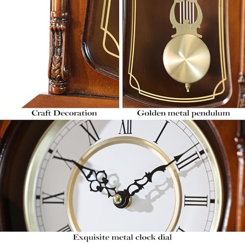 AYRELY® 22IN Grandfather Vintage Wall Clock with Pendulum and Chime, Hour/Quarter-Hour Chime, Mahogany Wooden Frame, Large Vintage Wall Clock for Living Room,Home Decor Gift