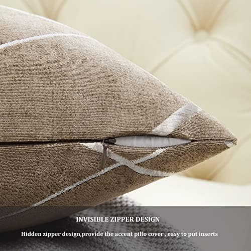 GIGIZAZA Decorative Couch Pillow Covers 24 x24,Sofa Thick Cushion Pillow Covers,Square Taupe Brown Luxury Pillows 2 Set