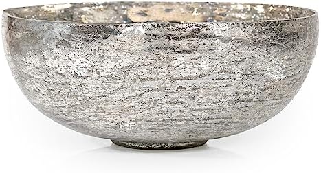 ANDALUCA Mercury Glass Decorative Silver Metallic Finish Bowl