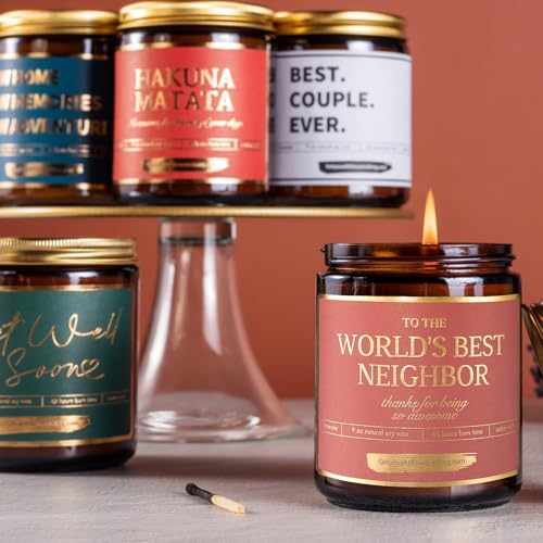 Worlds Best Neighbor Candle | Neighbors Appreciation Gift for Mothers Day, House Warming, New Home, Farewell, Goodbye, Moving Out | Welcome to the Neighborhood Housewarming Gifts for New Neighbors