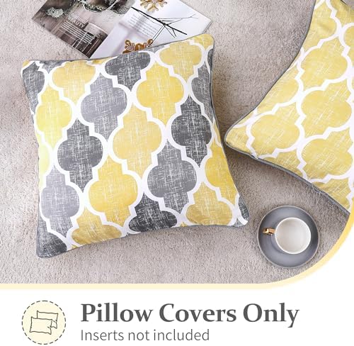 Beauoop Throw Pillow Cover 20x12 for Couch Sofa Moroccan Yellow Gray 2 Sets