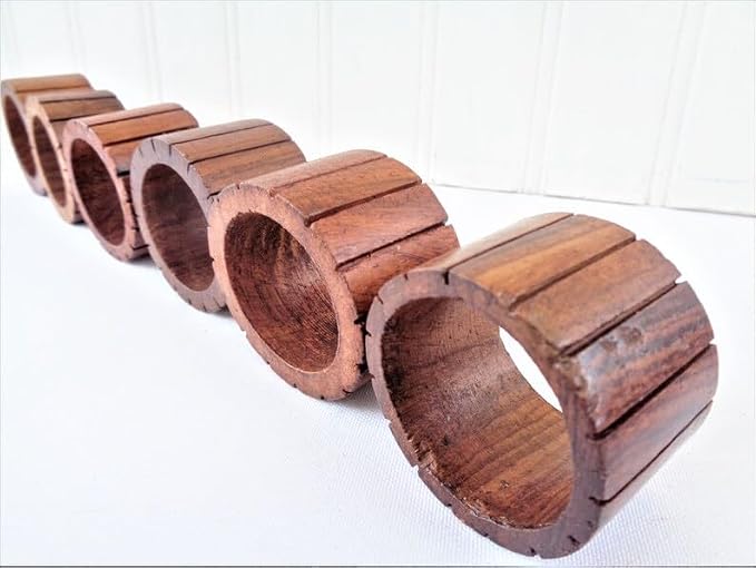 Handmade Wooden Napkin Ring Made by Artisan Beautifully Crafted and Designed in India (,Set of 12 BL)