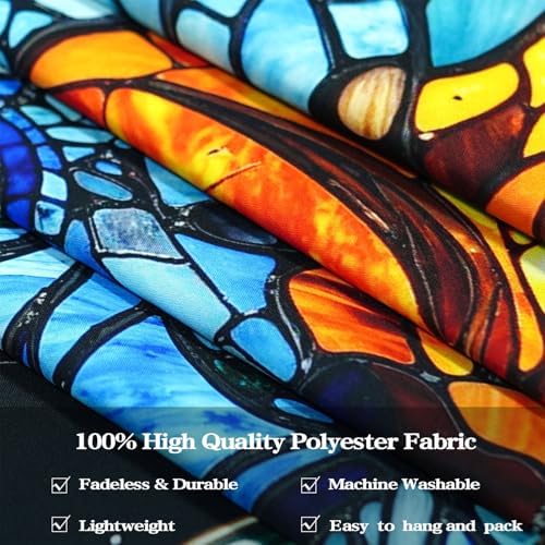 Accnicc Sun and Moon Tapestry Boho Hippie Floral Wall Tapestry for Bedroom Aesthetic Vintage Stained Glass Celestial Plant Small Tapestries Wall Hanging for Living Room Dorm 60 x 44 Inch