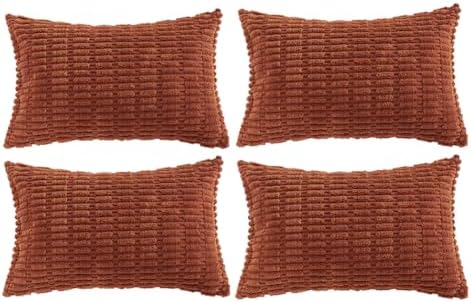 Fancy Homi 4 Packs Decorative Throw Pillow Covers for Living Room Couch Bed, Modern Farmhouse Boho Home Décor Accent Cushion Case, 24" x 12", Rust