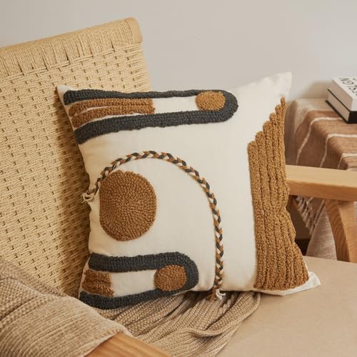 lifein 18x18 Pillow Covers-Throw Pillow Cover Tufted Boho Jacquard Pillow Covers Farmhouse Decorative Pillow Cover Pillow Cases for Gift Couch Sofa Bed Chair Living Room Home Decor