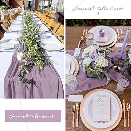 10 Pack Purple Cheesecloth Table Runner, Extra Wide 35x120 Inch