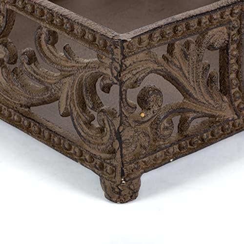 Acanthus Leaf Brown Cast Metal Napkin Holder