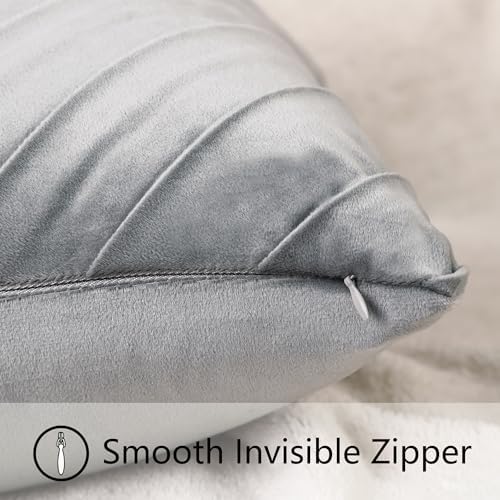 Velvet Throw Pillow Covers 16x16 inch Pack of 2 Gold Decor Gray