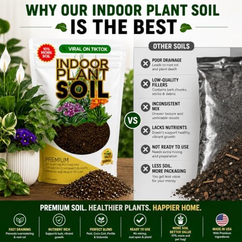 Leaves & Soul Indoor Plant Soil 8.2 Qt Houseplant Potting Soil for Indoor