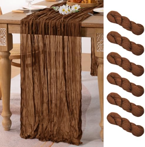 6 Pack Brown Cheesecloth Table Runner 10ft Neutral Gauze Centerpiece