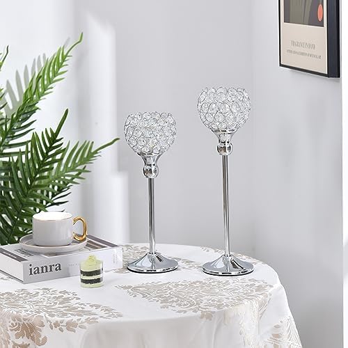 Silver Crystal Votive Candle Holders Set of 2