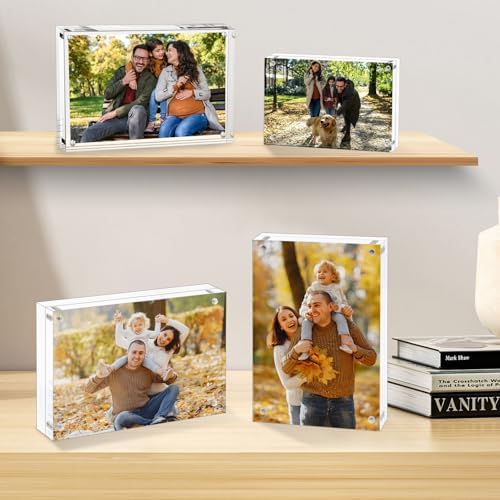 AMEITECH 4x6 Acrylic Picture Frame 5 Pack, Frameless Clear Photo Frames