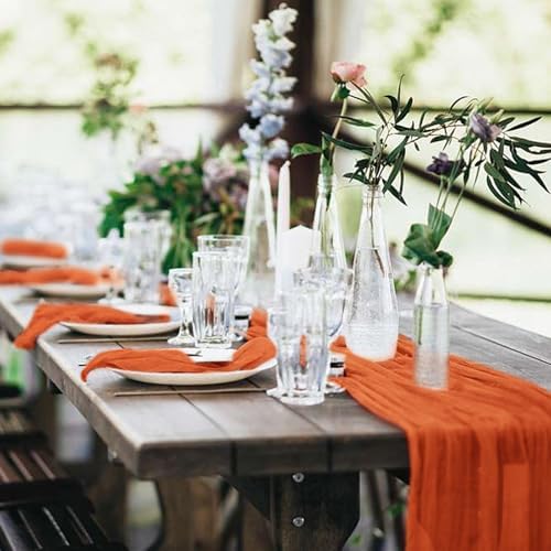 20 Pack Cheesecloth Table Runner 17 x 108 Inch, Orange