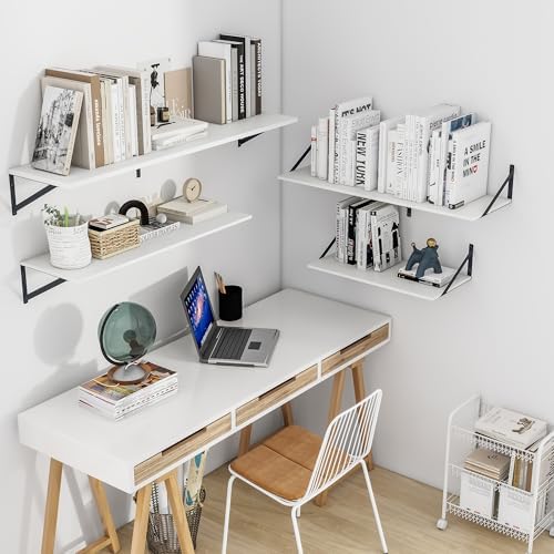 Heimlove 36W x 12D Deep Floating Shelves Set of 2 White