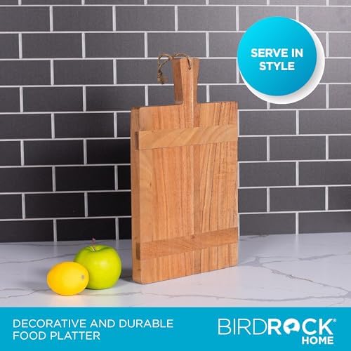 BIRDROCK HOME 16" Inlay Serving Board - Party Charcuterie Board for Appetizers Wood Food Kitchen Platter - Pizza Fruit Display - Espresso