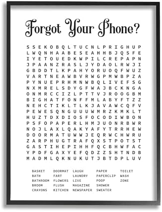 Bathroom Word Puzzle, 16 x 20 Inch Framed Giclée Print | Stupell Industries · By Lettered and Lined · Ready to hang · Great for bath or laundry spaces · Made in USA