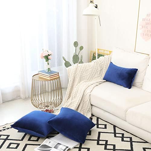 Home Brilliant Velvet Euro Shmas Large Accent Pillowcases Bed Decorations Cushion Covers for Sofa Office Man Holidays, Set of 2, 26 x 26 inches(66cm x 66cm), Royal Blue