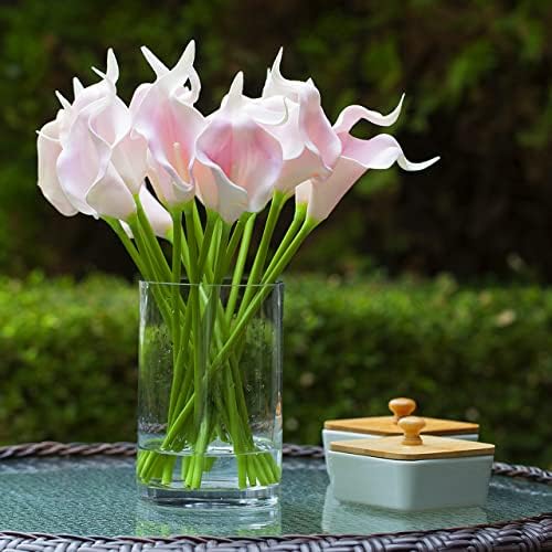 Enova Floral Clear Glass Flower Vase, 6W x 10H Inches Round Flower Vase, Pillar Candle Floating Candle Holders, Tall Cylinder Glass Vase for Flowers, Glass Vase for Home Decor, Wedding (Pack 4)