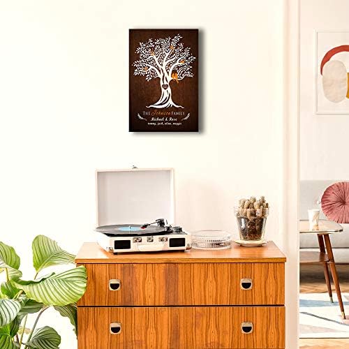 A&T Artwork Family Tree Personalized Canvas Prints Gift Family Members Names Gift for Anniversary,Valentine's day,Wedding. 18x12 inches