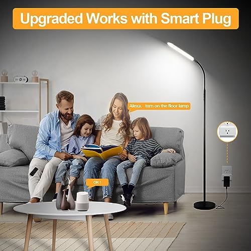 marctronic Floor Lamp 2 Pack, 18W 1800LM Bright LED Floor Lamp with 2 Remotes & Works with Smart Plug, Dimmable Timing Eye Caring Standing Reading Floor Lamps for Living Room Bedroom Office