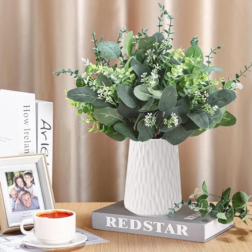 Eucalyptus Leaves Stems 60 PCS, 4 Kinds Mixed Artificial Greenery Stems for Wedding Decor Vase Floral Arrangement Centerpiece