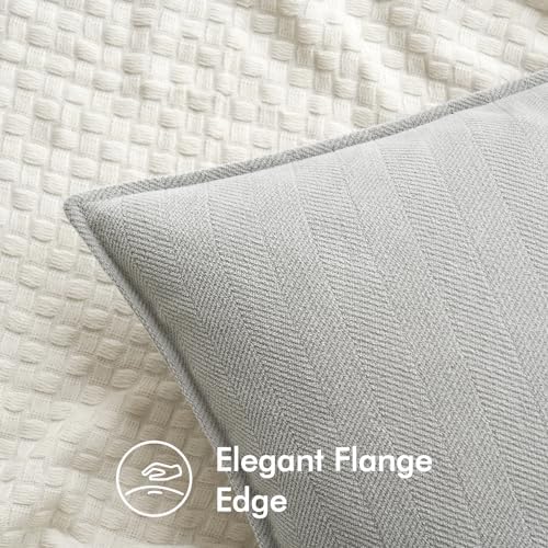 MIULEE Pack of 2 Light Grey Euro Shams Chenille Pillow Covers 24x24 Inch