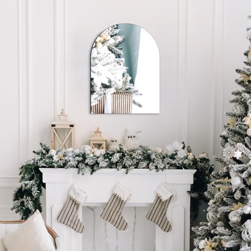 Arched Bathroom Mirror for Wall, 16 x 12 in Small Arched Wall Mirror | High Clear No Distortion Real Glass Decorative Arch Mirror for Bathroom, Vanity, Living Room, Bedroom, Entryway, Home Decor